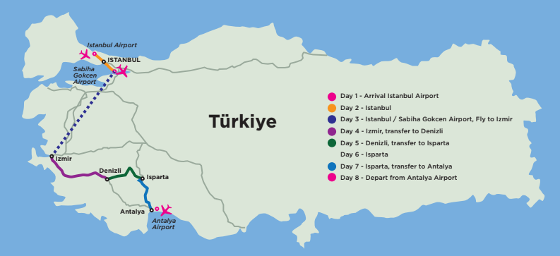 IFEAT Türkiye Study Tour 2024 Map.